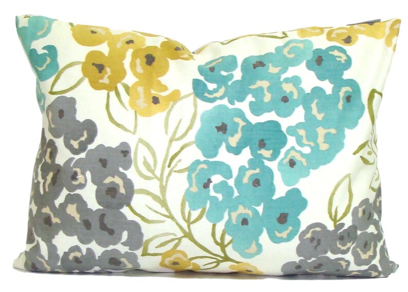 Teal Throw Pillow Teal Pillow Covers Floral Pillow Etsy