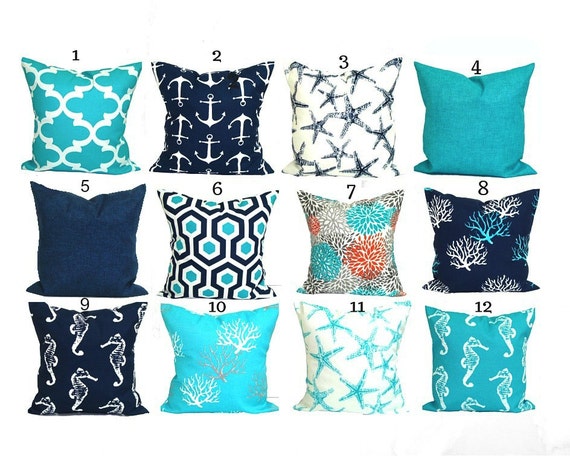 Nautical Pillows Nautical Pillow Covers Aqua Pillow Covers Etsy