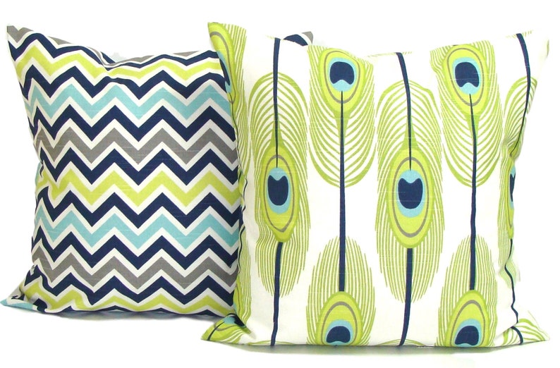 Blue Green Throw Pillow COVERS Blue Throw Pillow Covers Etsy