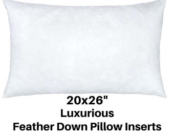 Feather Pillow, 20x26 Feather Pillow, Standard Pillow Feather Insert, 20x26 Down Pillow Insert, Queen Size Pillow