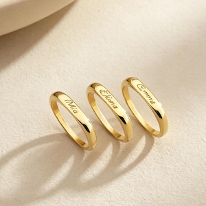 Personlig graverad namnring | Minimalistiskt anpassat armband, fina smycken i 14k guld
