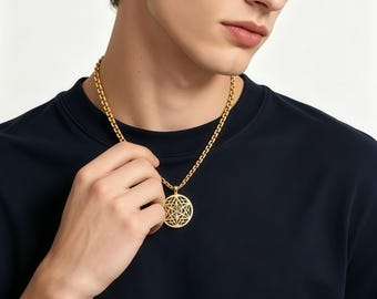 Stainless Steel Merkaba Star Necklace, Sacred Geometry Flower of Life Pendant
