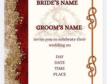 Luxuriöses Hochzeitseinladungs-Set (Arabisch, Englisch, veränderbarer Text)