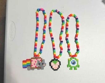 Rainbow Kandi Fuse Bead Necklace!