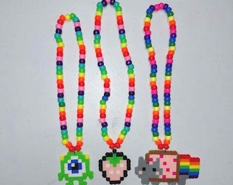 Rainbow Kandi Fuse Bead Necklace!