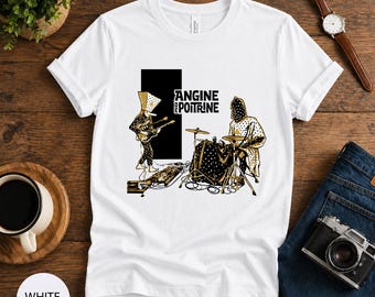 Angine De Poitrine Band T-Shirt, Abstract Music Graphic Tee, Avant Garde Drummer Guitar Shirt, French Art Style Band Tee