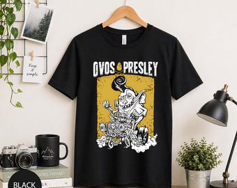 Ovos Presley Hot Rod T Shirt, Retro Rockabilly Tee, Vintage Cartoon Punk Shirt, Kustom Culture Graphic Tee, Rockabilly Fan Gift