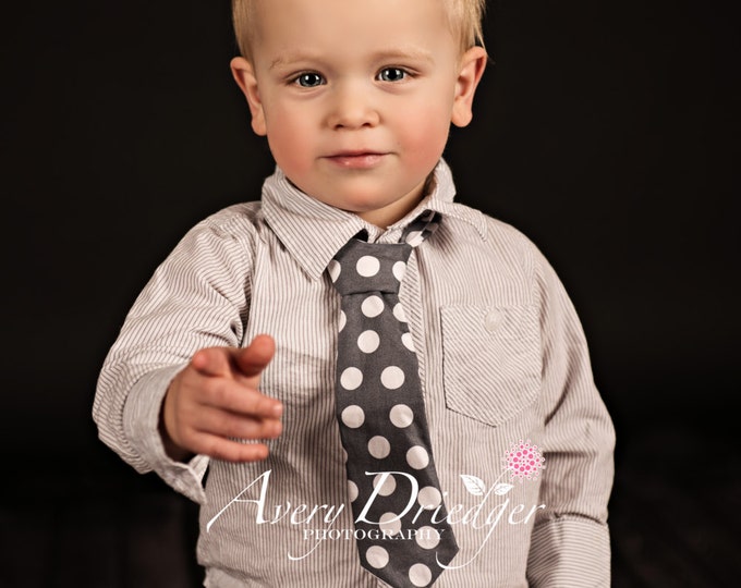 Baby Boy Tie Grey and White Polka Dot Etsy
