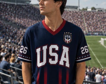Camiseta personalizada de la selección de fútbol de EE. UU., camiseta de la Copa Mundial, camiseta inspirada en la selección nacional de EE. UU., camiseta patriótica para aficionados al deporte, camiseta de fútbol unisex.