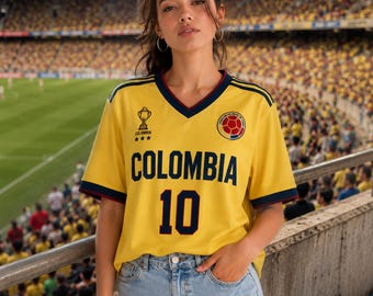 Camiseta unisex personalizada de fútbol de Colombia, camiseta de fútbol de Colombia, ropa para aficionados de Colombia, camiseta de apoyo para la Copa del Mundo, regalo de camiseta de fútbol unisex