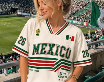 Camiseta de fútbol personalizada de México, camiseta de fútbol para hombre, camiseta de aficionado de México, camiseta patriótica de fútbol, regalo para seguidores del fútbol mexicano