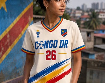Camiseta de fútbol personalizada de la República Democrática del Congo, camiseta de aficionado al fútbol de la República Democrática del Congo, camiseta con nombre y número personalizados, regalo para seguidores de los Leopardos, camiseta de la Copa del Mundo,
