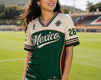 Camiseta vintage de México, camiseta de aficionado al fútbol mexicano, camiseta de fútbol con nombre y número personalizados, regalo de fútbol mexicano de inspiración azteca para hombres, mujeres y niños.