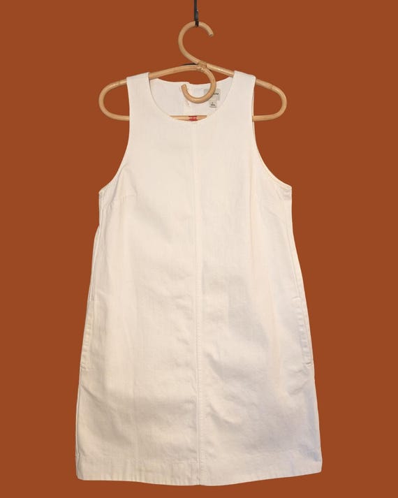J.Crew, J Crew White Sleeveless Denim Shift Dress