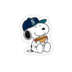 Baseball Snoopy Mariners Sticker, Seattle Baseball Sticker, Cute Baseball Dog Decal, Mariners Fan Gift, Hot Dog Laptop Sticker