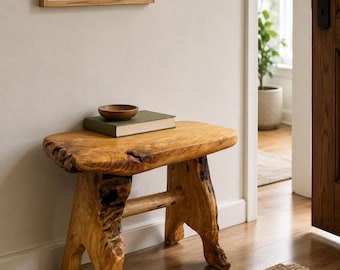 Cedar Root Wood Bench, Organic Sculptural Accent Furniture, Natural Grain Entryway Seat
