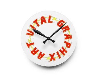 Horloge murale numérique en acrylique avec texte éclair Graphix | Montre de typographie rétro