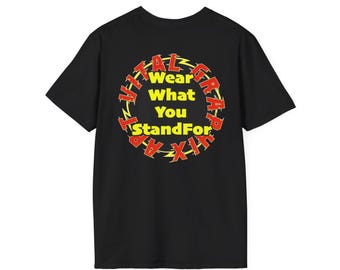T-shirt Vital Graphix | Logo circulaire rétro motif éclair et ciel d'orage imprimé au dos