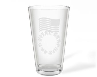 Verre à mélange gravé 16 oz | Drapeau américain, logo Vitalgraphixart