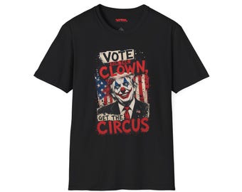 Votez pour le t-shirt clown | Design joker politique, drapeau américain