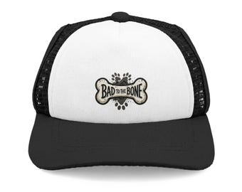 Casquette design os de chien Bad to the Bone | Casquette trucker, empreinte de patte brodée