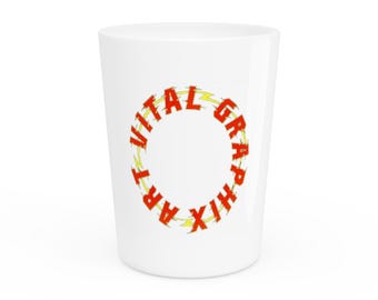 Verre à liqueur design cercle Vital Graphix | Texte éclair rétro