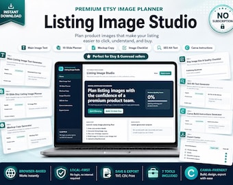 Etsy-Auflistung Bild Schöpfer Studio | Vertikaler Html Display Image Maker, Miniaturbild-Designer, Seo-Fototool, Canva-Alternative für Etsy-Verkäufer
