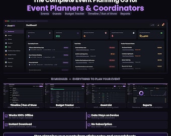 Event Planner Software | Wedding & Corporate Event Manager | Guest List Budget Timeline Vendor Tracker | Digital Download