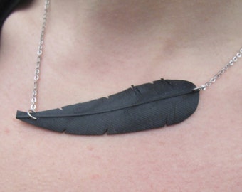 Innertube Feather Necklace, Horizontal Feather Necklace, Bike Tire Necklace, Bike Tube Jewelry, Rose Pedals Jewelry