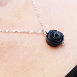 Bike Tube Rose Necklace, Black Rose Jewelry, Flower Necklace, Bicycle Tire Jewelry, Ships from Canada image 1