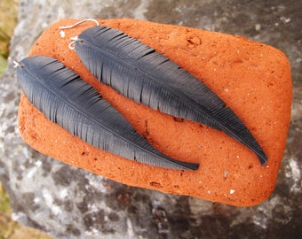 Black Feather Earrings, Innertube Earrings, Bike Tire Earrings, Rose Pedals Jewelry