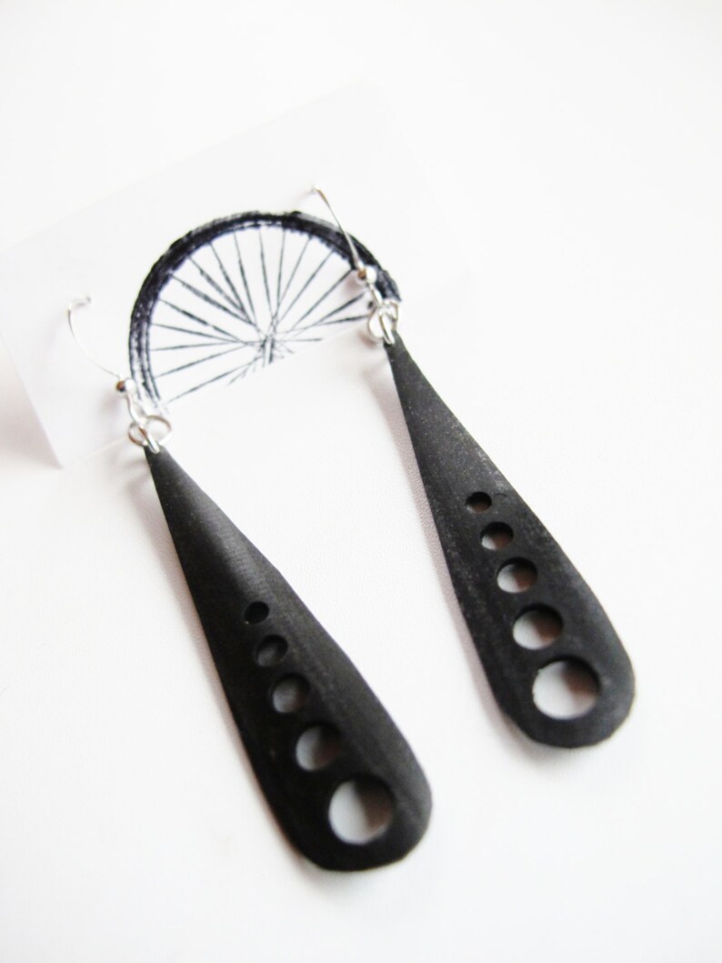 Bike Tire Earrings Black Teardrop Shaped Earrings Bicycle Etsy