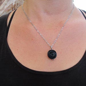 Bike Tube Rose Necklace, Black Rose Jewelry, Flower Necklace, Bicycle Tire Jewelry, Ships from Canada image 3