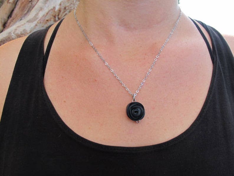 Bike Tube Rose Necklace, Black Rose Jewelry, Flower Necklace, Bicycle Tire Jewelry, Ships from Canada image 3