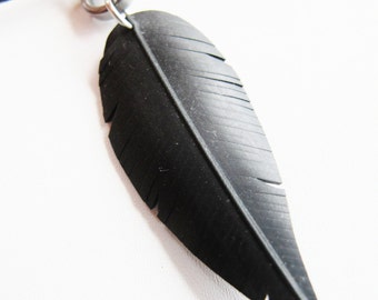 Mens Feather Necklace, Bike Tire Necklace, Recycled Jewelry, Guys Necklace, Guys Jewelry, Mens Jewelry, For Him, Bike Tube Necklace