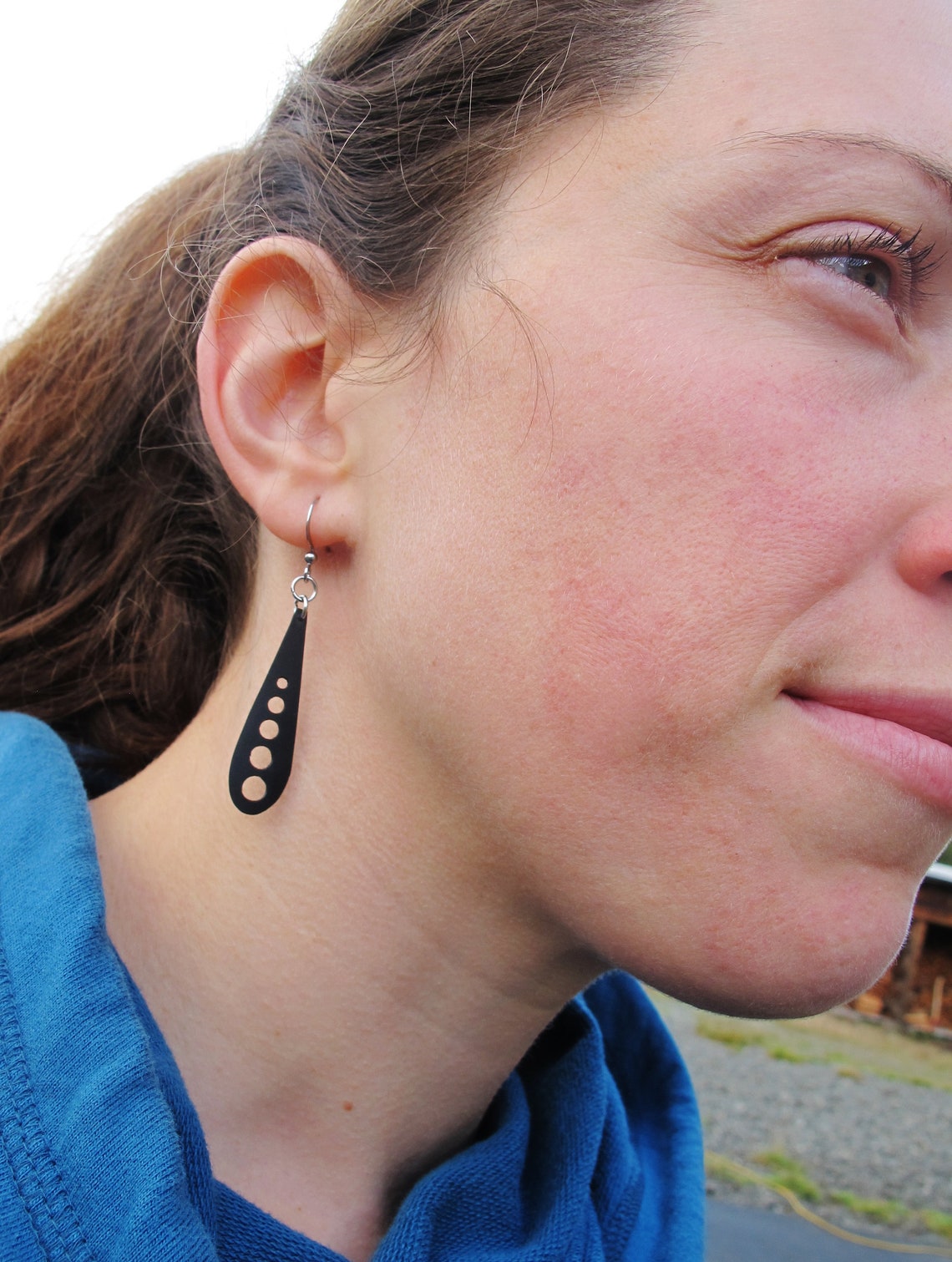 Bike Tire Earrings Black Teardrop Shaped Earrings Bicycle Etsy