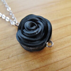 Bike Tube Rose Necklace, Black Rose Jewelry, Flower Necklace, Bicycle Tire Jewelry, Ships from Canada image 6