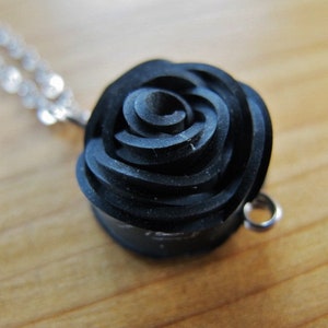 Bike Tube Rose Necklace, Black Rose Jewelry, Flower Necklace, Bicycle Tire Jewelry, Ships from Canada image 2