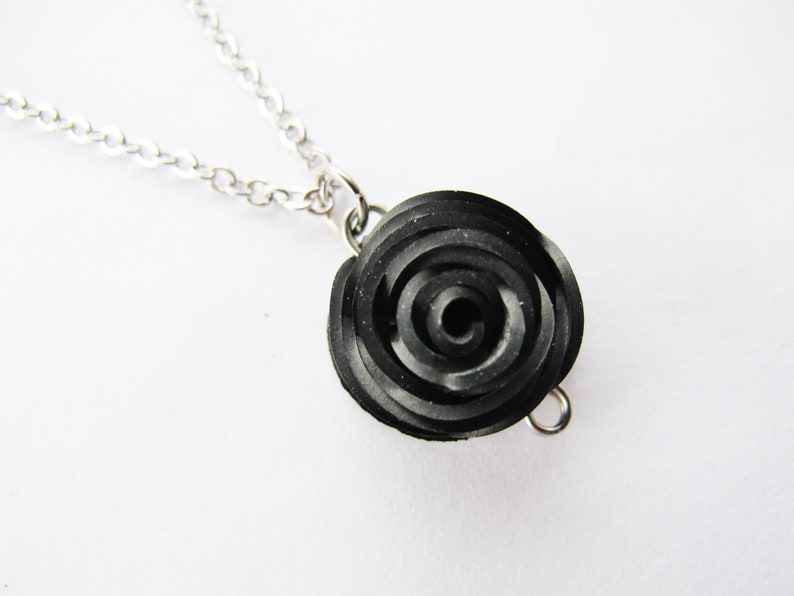 Bike Tube Rose Necklace, Black Rose Jewelry, Flower Necklace, Bicycle Tire Jewelry, Ships from Canada image 8