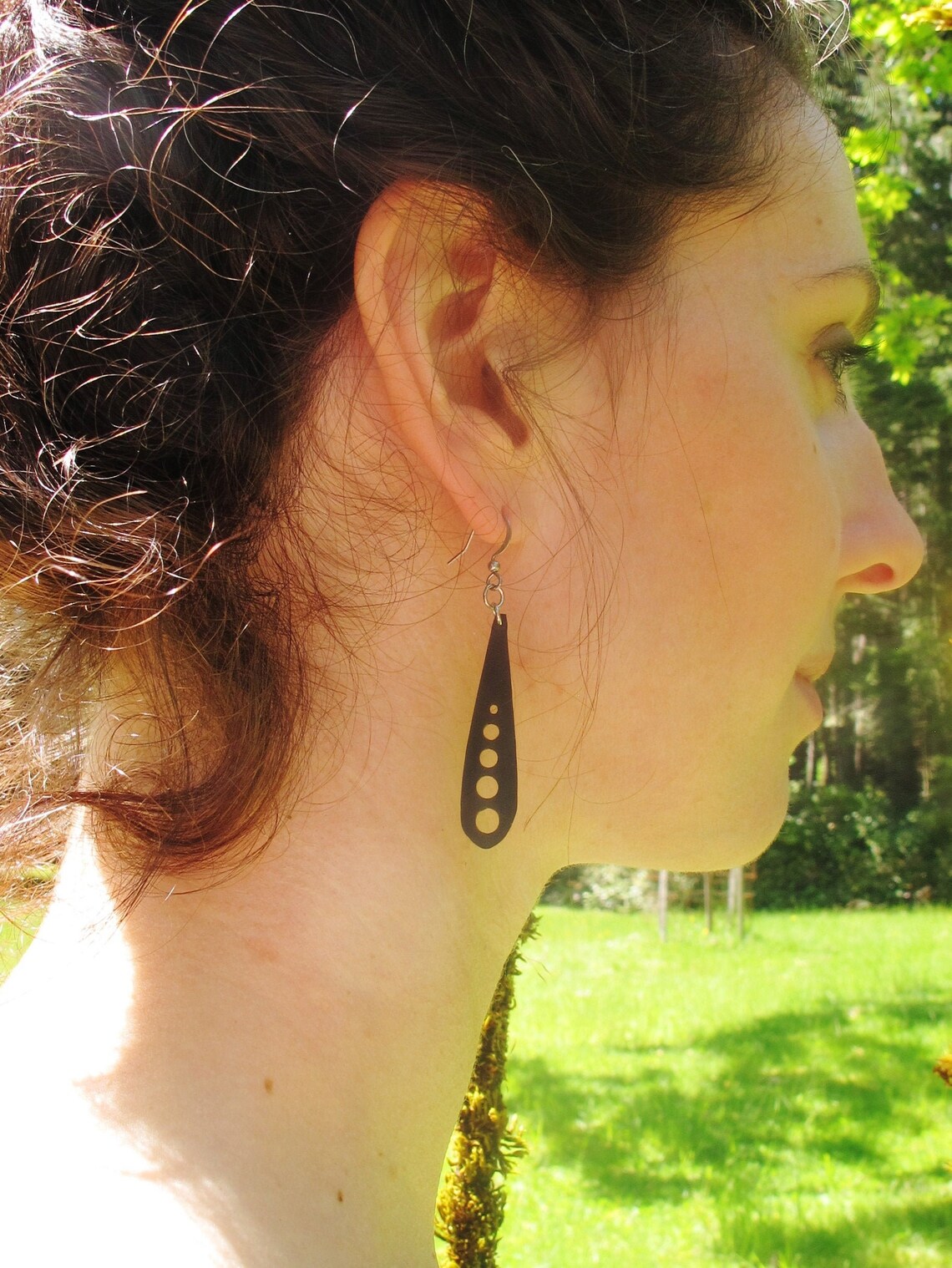 Bike Tire Earrings Black Teardrop Shaped Earrings Bicycle Etsy