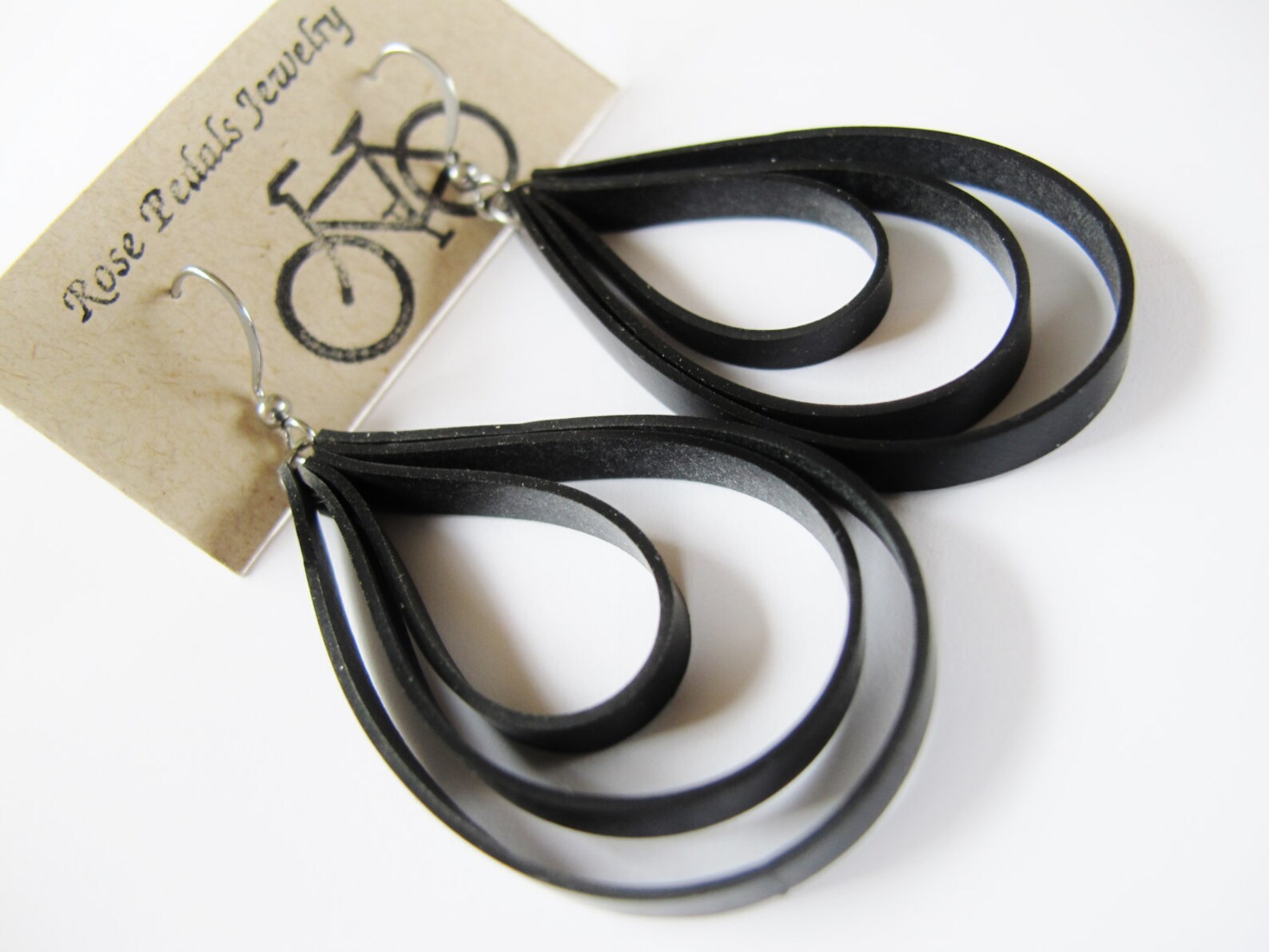 Black Loop Earrings Bike Tire Earrings Innertube Earrings Etsy Canada