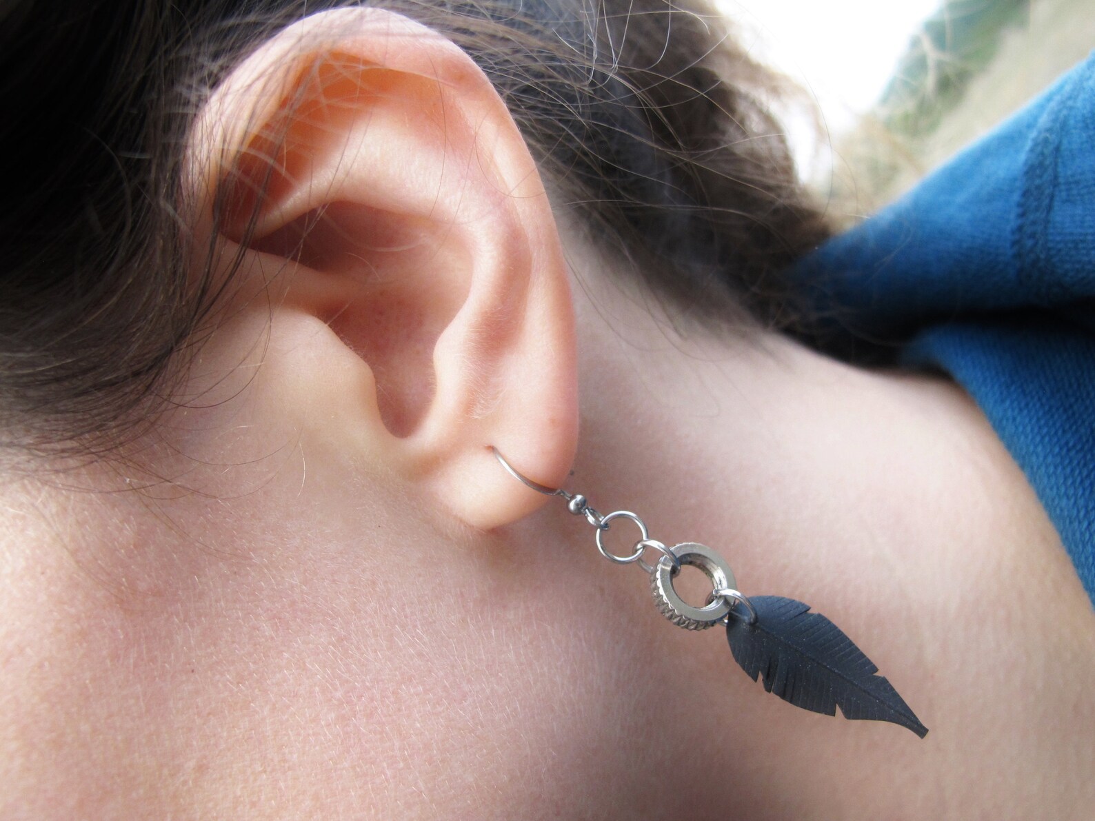 Black Feather Earrings Bike Tire Jewelry Bike Tube Earrings Etsy