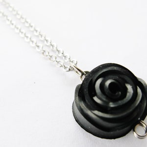 Bike Tube Rose Necklace, Black Rose Jewelry, Flower Necklace, Bicycle Tire Jewelry, Ships from Canada image 4