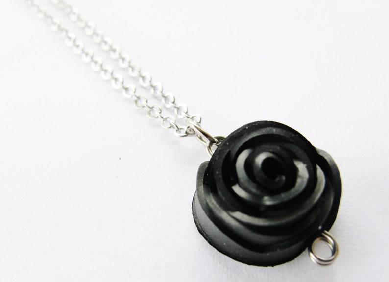 Bike Tube Rose Necklace, Black Rose Jewelry, Flower Necklace, Bicycle Tire Jewelry, Ships from Canada image 4