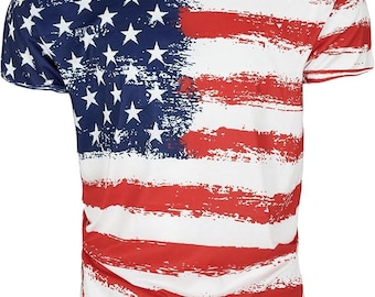 Men's Patriotic American Flag Eagle T-Shirt – 100% Polyester Short Sleeve
