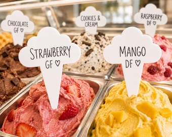 Reusable Gloss White Gelato Flavour Marker – Acrylic Ice Cream Display Tag