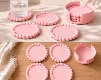 Juego de posavasos con burbujas y soporte / Posavasos para bebidas en tonos pastel impresos en 3D