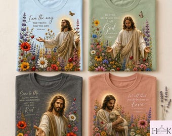 Jesus Wildflower Shirt, Christian Bible Verse Tee, Floral Faith T-Shirt, Religious Gift for Women, Inspirational Church Shirt