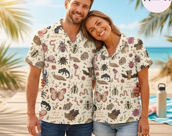Love The Unloved Shirt, Creepy Cute Animal Hawaiian Shirt, Cottagecore Goth Weird Nature Lover Gift, Quirky Insect Camp Lizard Snail Shirt