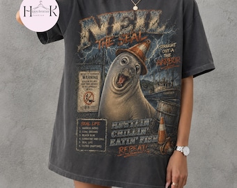 Neil the Seal graphic Comfort Colors® Tee, Tasmanian celebrity Tee, Elephant Seal Illustration Shirt